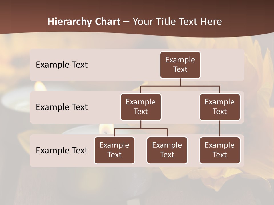 Three Candles With Yellow Flowers On A Wooden Table PowerPoint Template