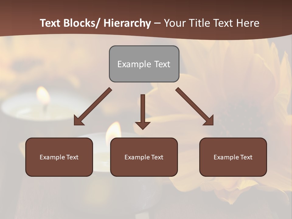 Three Candles With Yellow Flowers On A Wooden Table PowerPoint Template