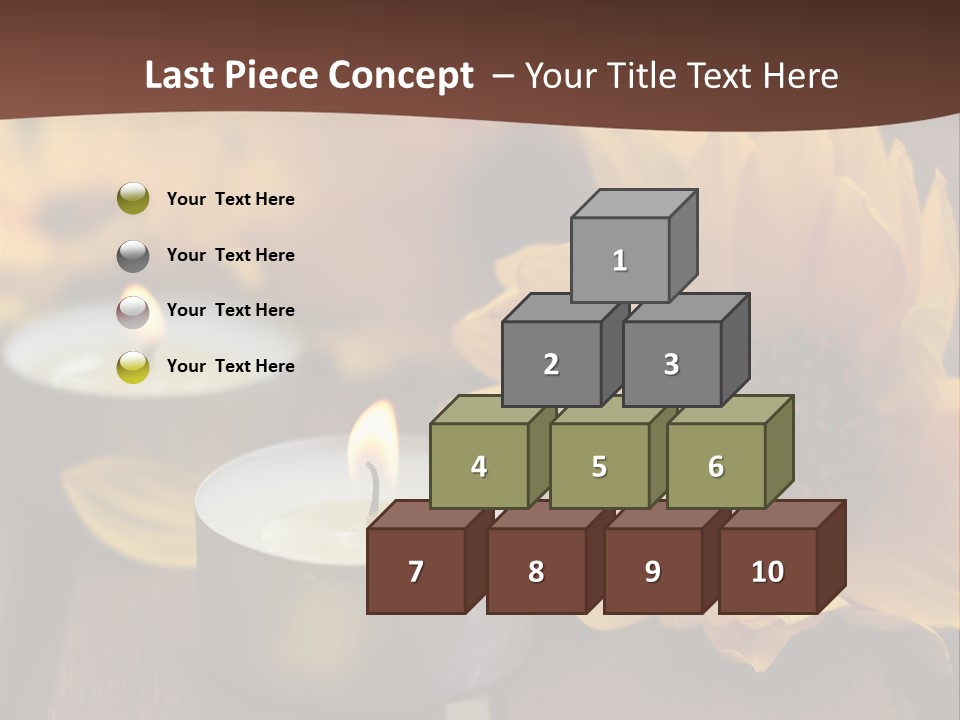 Three Candles With Yellow Flowers On A Wooden Table PowerPoint Template