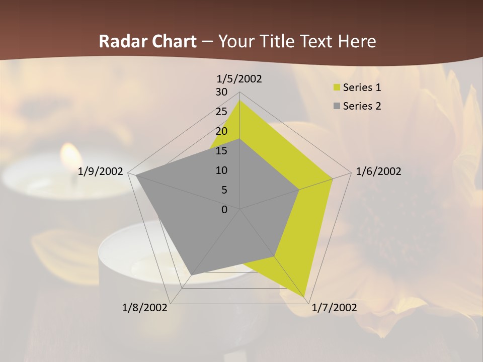 Three Candles With Yellow Flowers On A Wooden Table PowerPoint Template