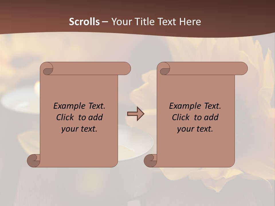 Three Candles With Yellow Flowers On A Wooden Table PowerPoint Template