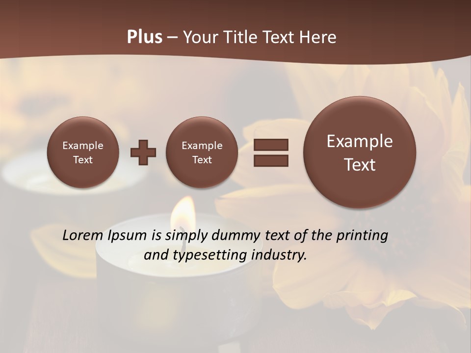 Three Candles With Yellow Flowers On A Wooden Table PowerPoint Template
