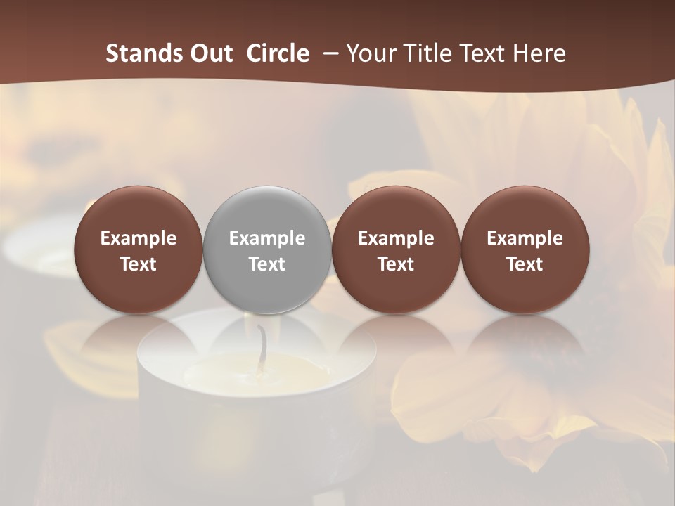 Three Candles With Yellow Flowers On A Wooden Table PowerPoint Template