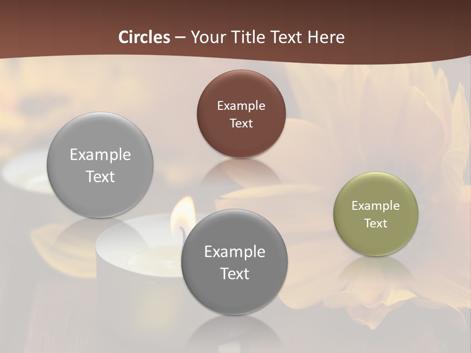 Three Candles With Yellow Flowers On A Wooden Table PowerPoint Template