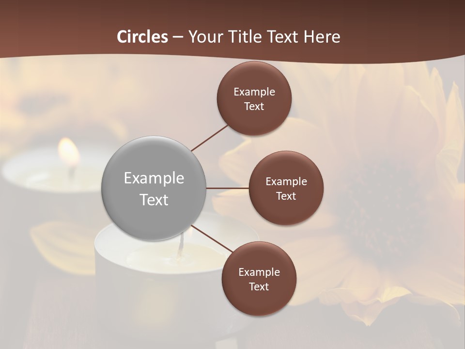 Three Candles With Yellow Flowers On A Wooden Table PowerPoint Template