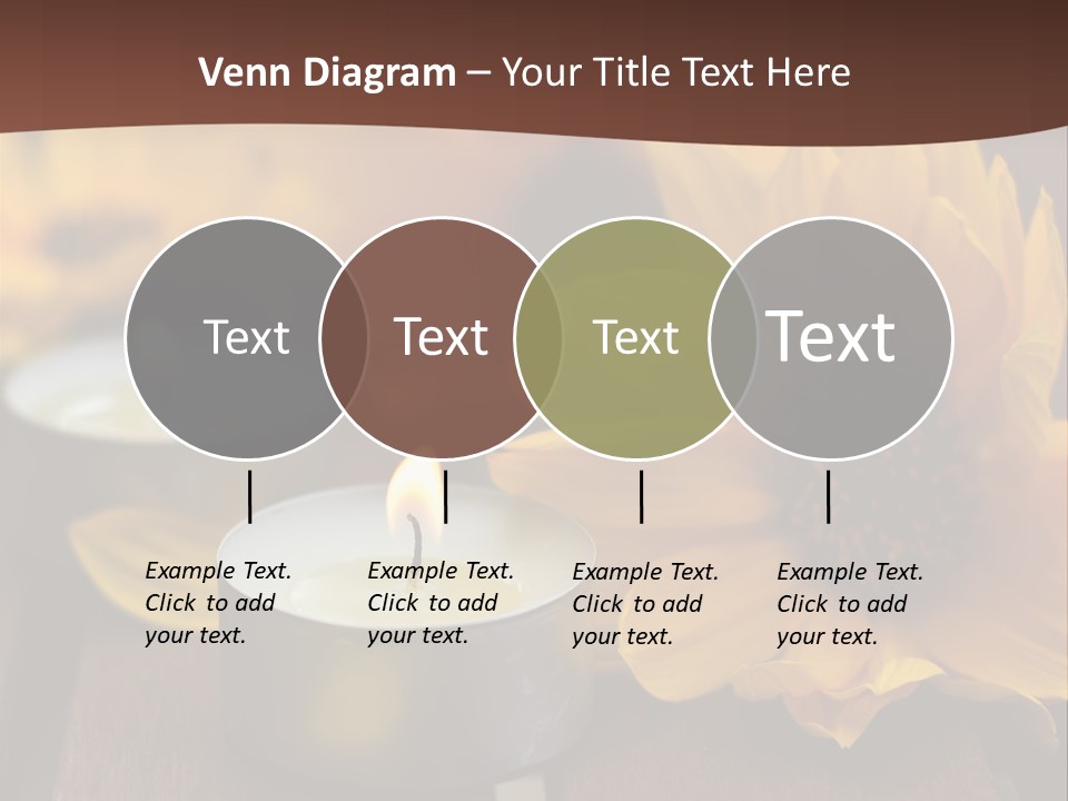 Three Candles With Yellow Flowers On A Wooden Table PowerPoint Template