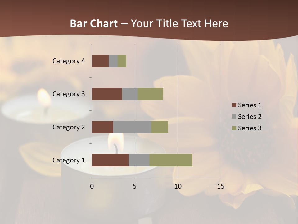 Three Candles With Yellow Flowers On A Wooden Table PowerPoint Template
