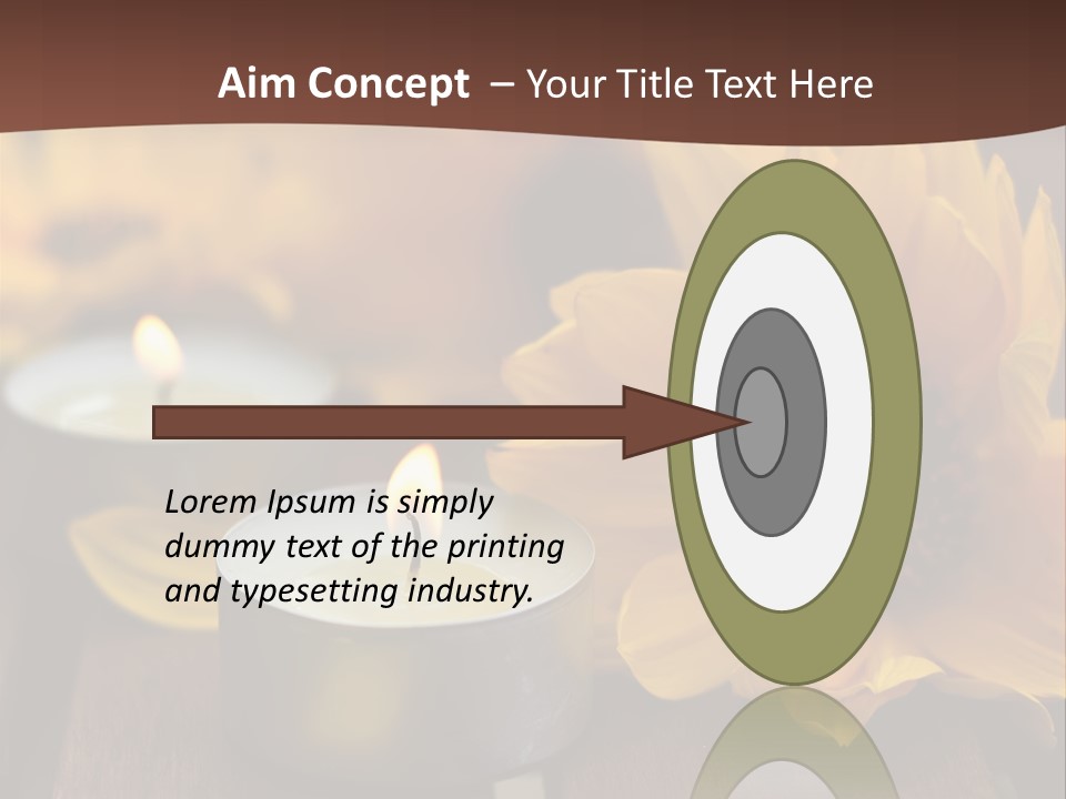 Three Candles With Yellow Flowers On A Wooden Table PowerPoint Template