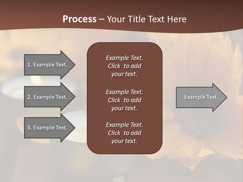 Three Candles With Yellow Flowers On A Wooden Table PowerPoint Template