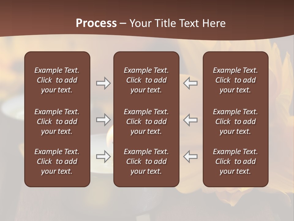 Three Candles With Yellow Flowers On A Wooden Table PowerPoint Template