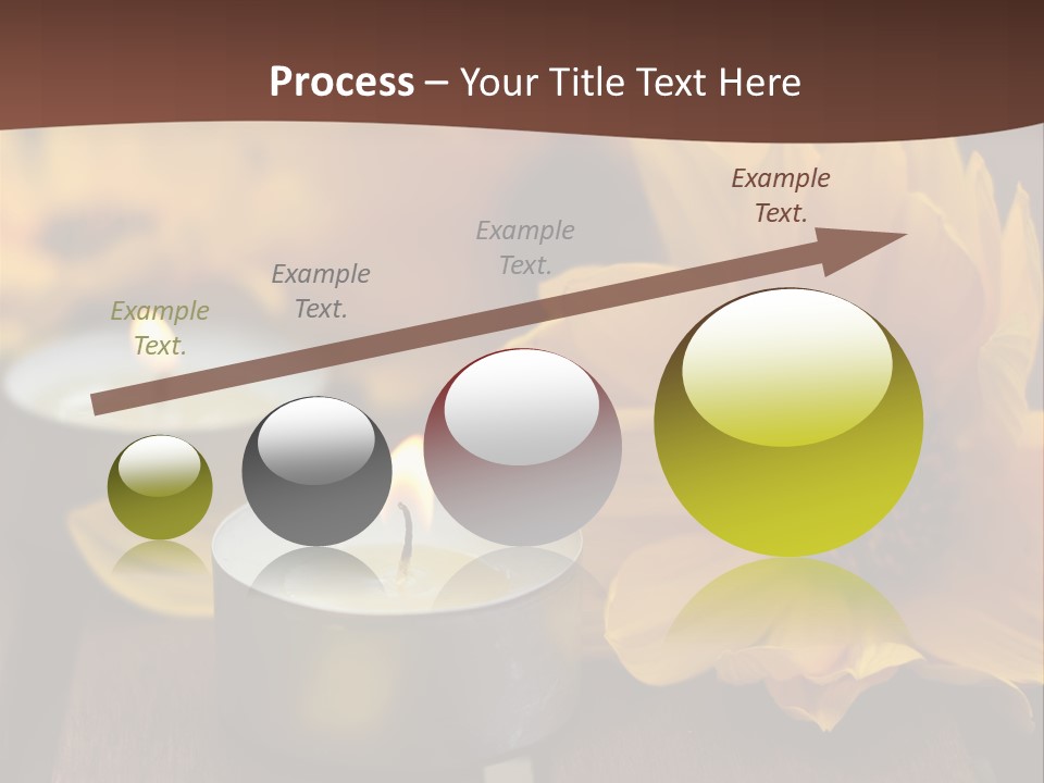 Three Candles With Yellow Flowers On A Wooden Table PowerPoint Template