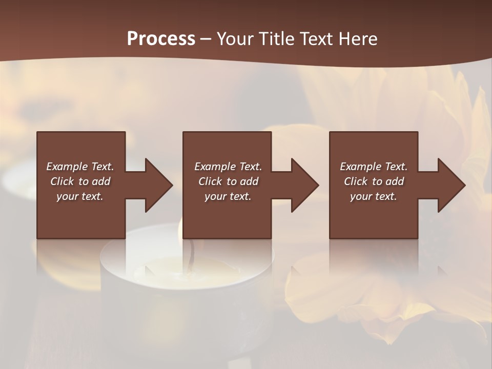 Three Candles With Yellow Flowers On A Wooden Table PowerPoint Template