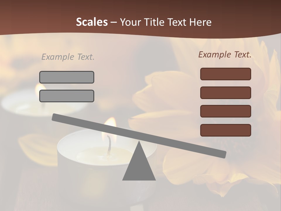 Three Candles With Yellow Flowers On A Wooden Table PowerPoint Template