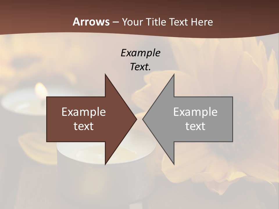 Three Candles With Yellow Flowers On A Wooden Table PowerPoint Template