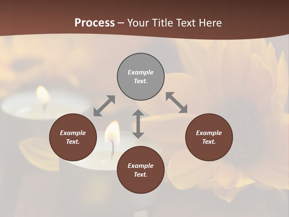 Three Candles With Yellow Flowers On A Wooden Table PowerPoint Template