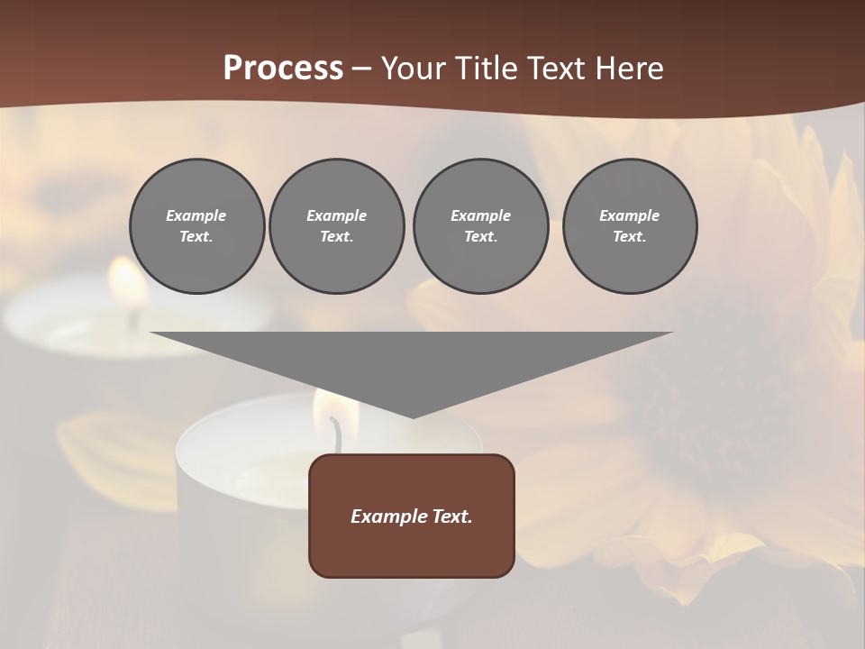 Three Candles With Yellow Flowers On A Wooden Table PowerPoint Template