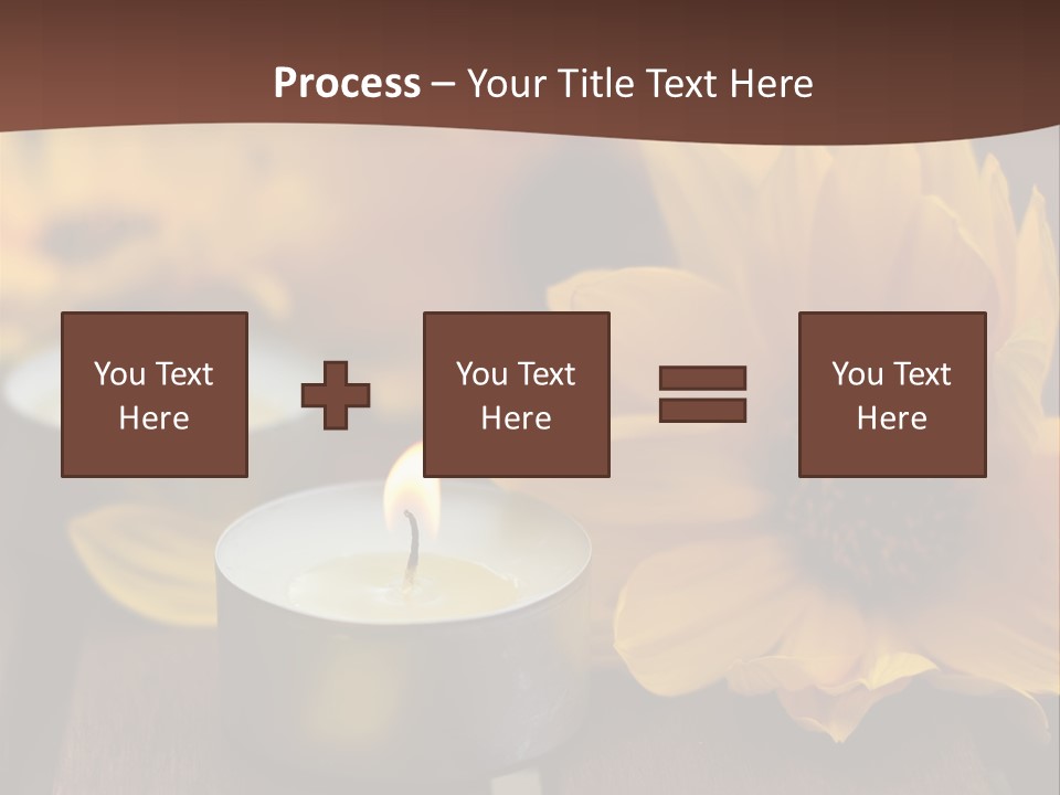 Three Candles With Yellow Flowers On A Wooden Table PowerPoint Template