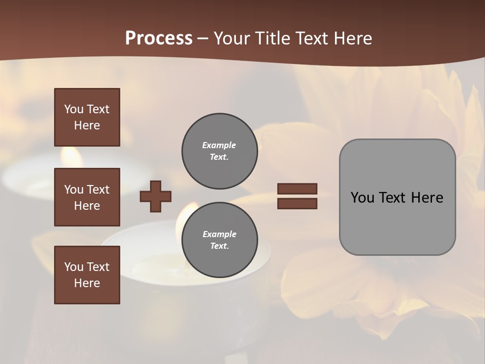 Three Candles With Yellow Flowers On A Wooden Table PowerPoint Template