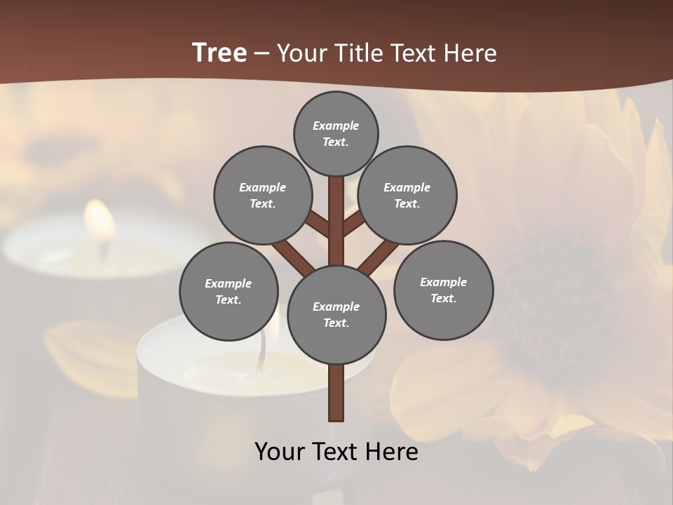 Three Candles With Yellow Flowers On A Wooden Table PowerPoint Template