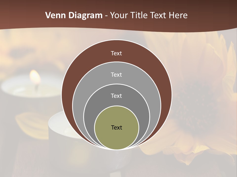 Three Candles With Yellow Flowers On A Wooden Table PowerPoint Template