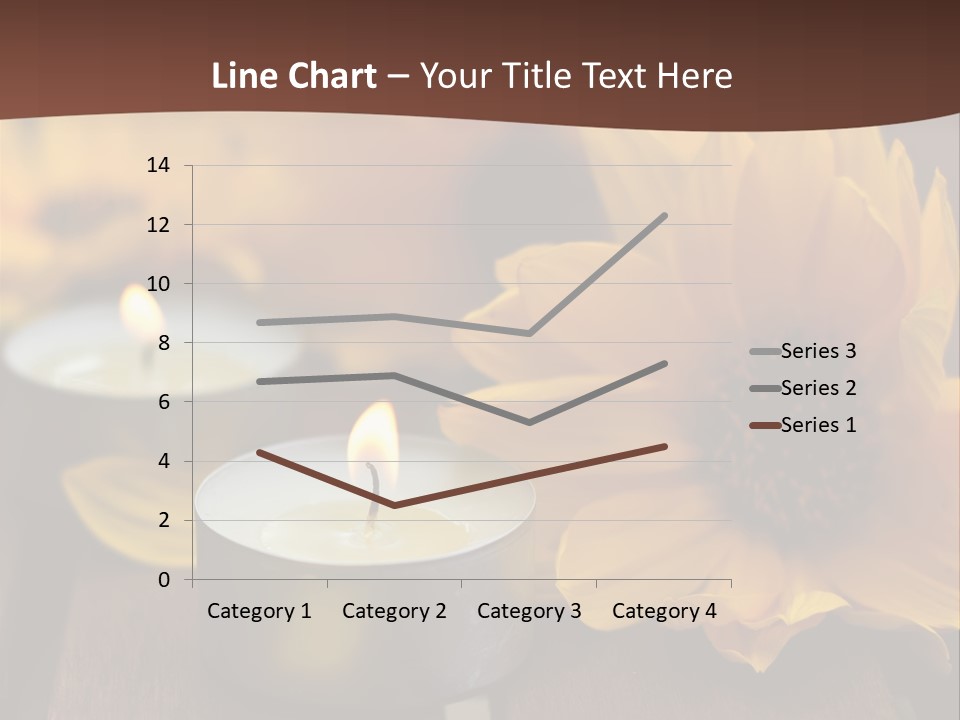 Three Candles With Yellow Flowers On A Wooden Table PowerPoint Template