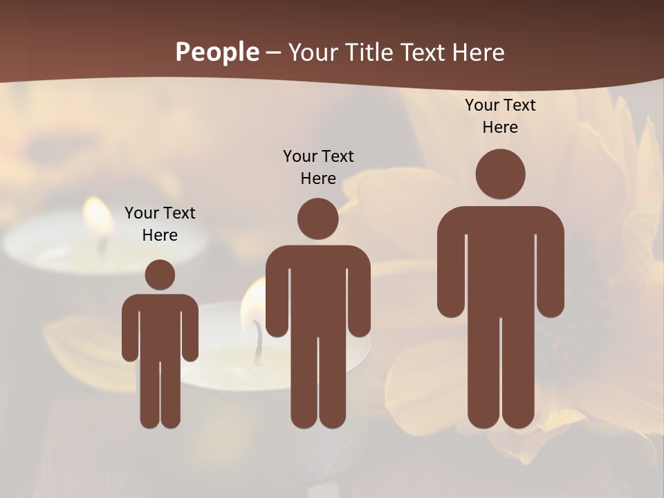 Three Candles With Yellow Flowers On A Wooden Table PowerPoint Template