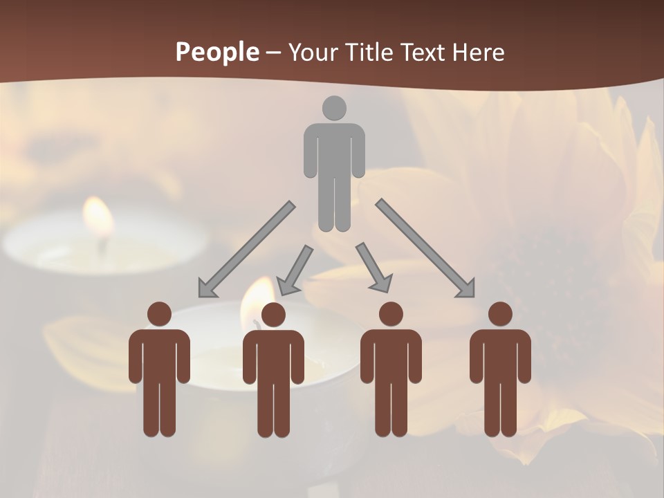 Three Candles With Yellow Flowers On A Wooden Table PowerPoint Template