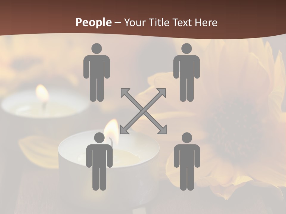 Three Candles With Yellow Flowers On A Wooden Table PowerPoint Template