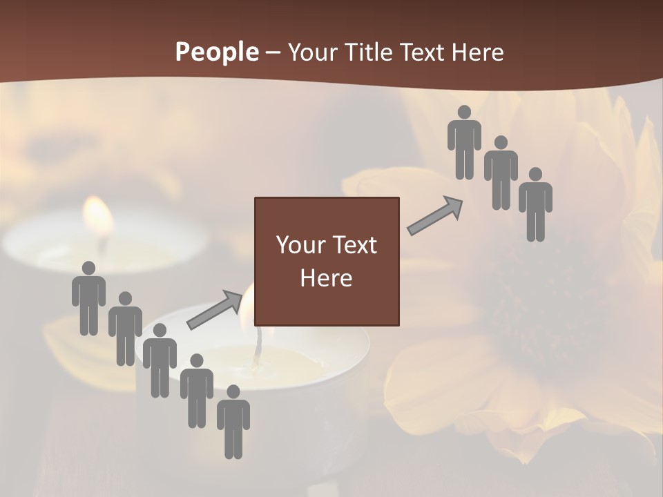 Three Candles With Yellow Flowers On A Wooden Table PowerPoint Template