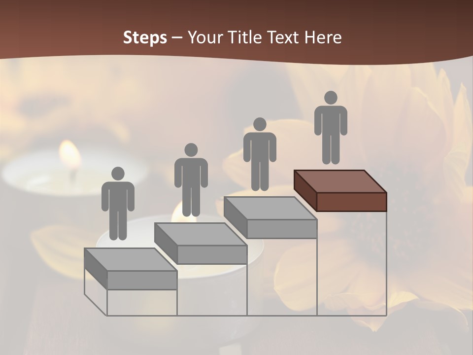 Three Candles With Yellow Flowers On A Wooden Table PowerPoint Template