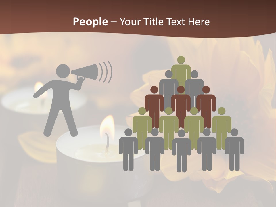 Three Candles With Yellow Flowers On A Wooden Table PowerPoint Template