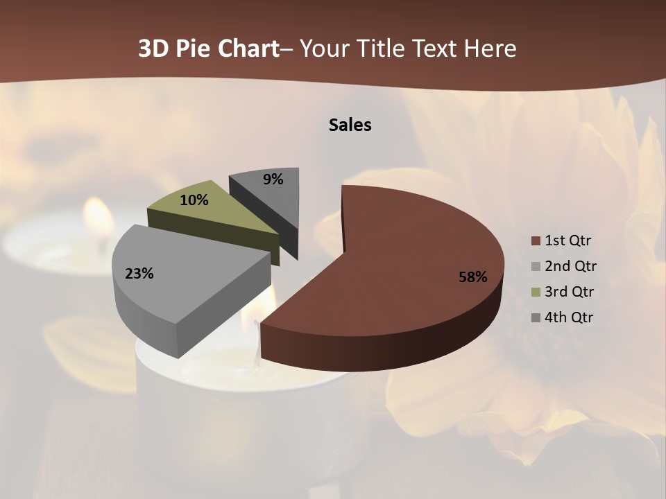 Three Candles With Yellow Flowers On A Wooden Table PowerPoint Template
