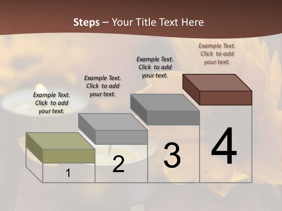 Three Candles With Yellow Flowers On A Wooden Table PowerPoint Template