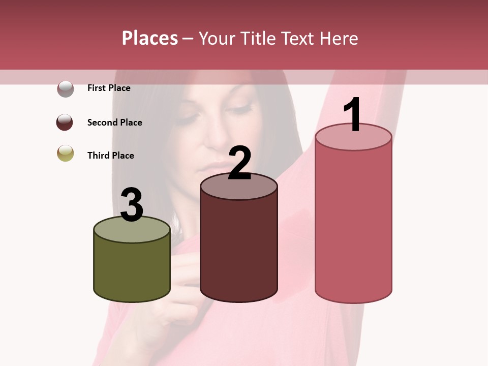 A Woman In Pink Shirt Holding Her Arm Up PowerPoint Template