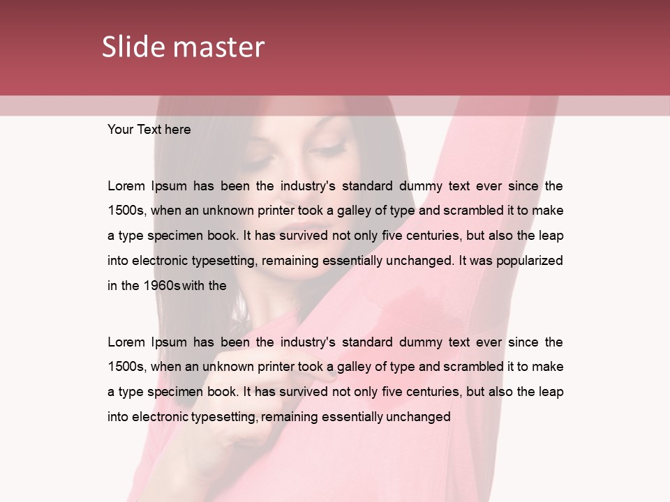 A Woman In Pink Shirt Holding Her Arm Up PowerPoint Template