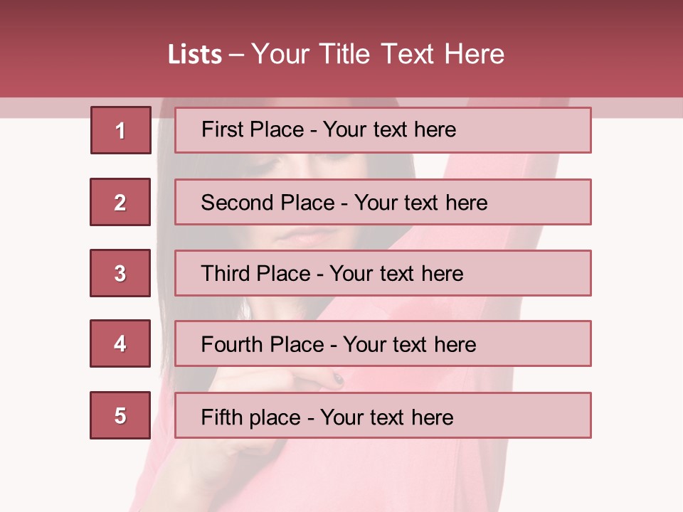 A Woman In Pink Shirt Holding Her Arm Up PowerPoint Template