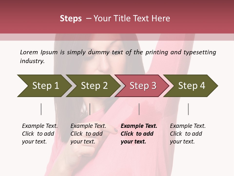 A Woman In Pink Shirt Holding Her Arm Up PowerPoint Template