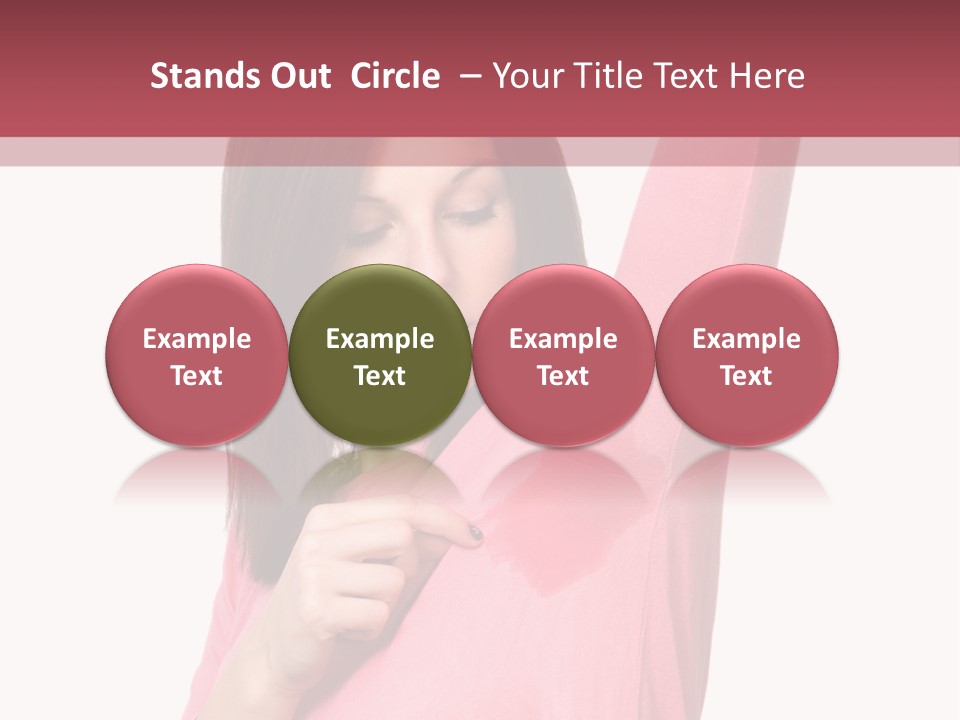 A Woman In Pink Shirt Holding Her Arm Up PowerPoint Template