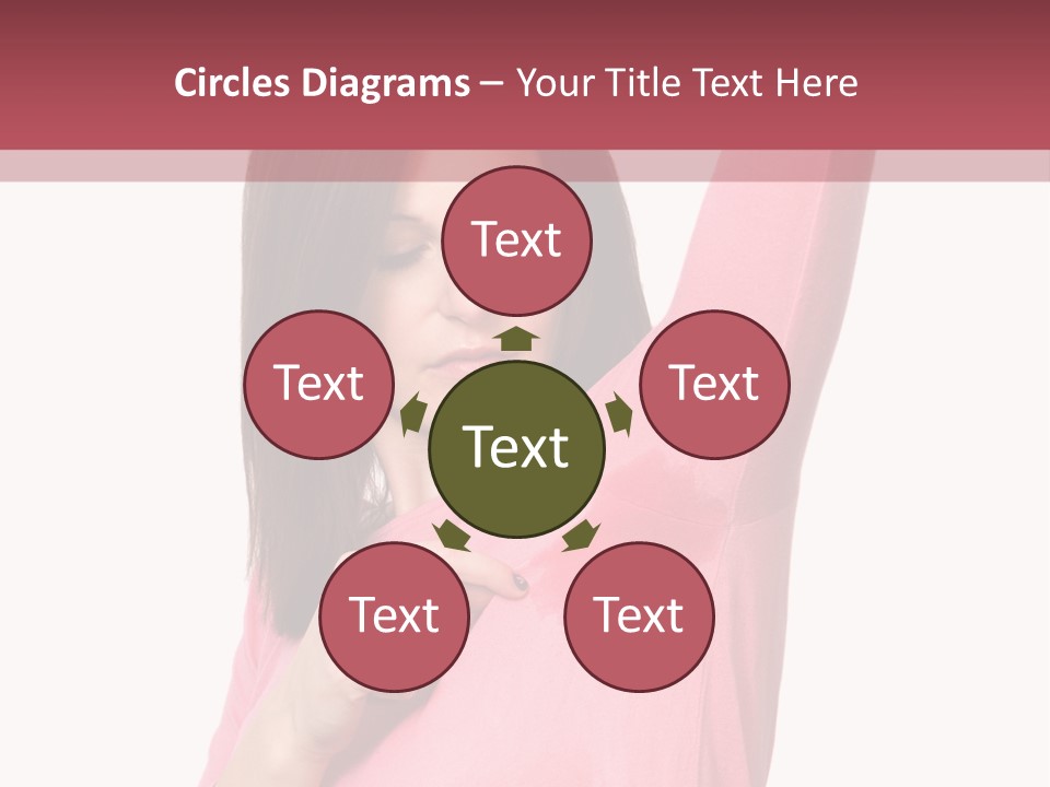 A Woman In Pink Shirt Holding Her Arm Up PowerPoint Template