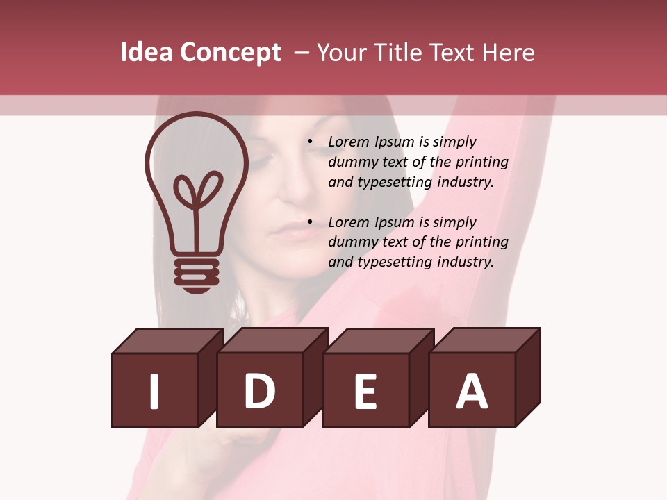 A Woman In Pink Shirt Holding Her Arm Up PowerPoint Template