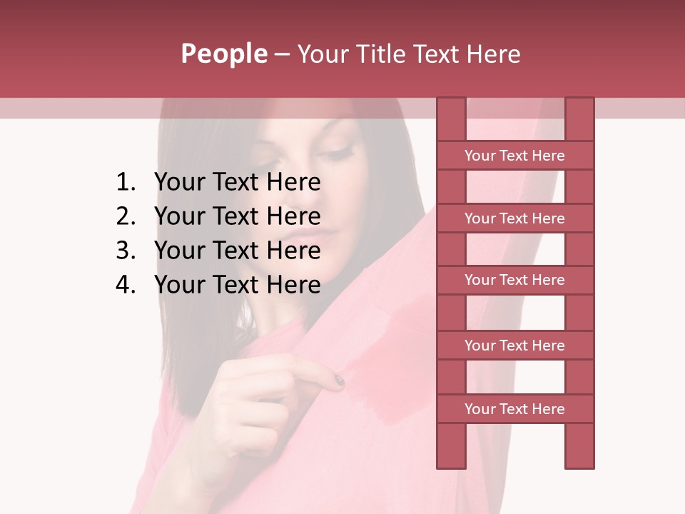 A Woman In Pink Shirt Holding Her Arm Up PowerPoint Template