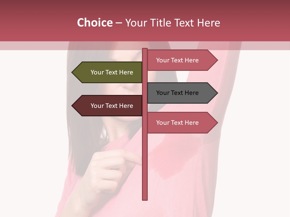 A Woman In Pink Shirt Holding Her Arm Up PowerPoint Template