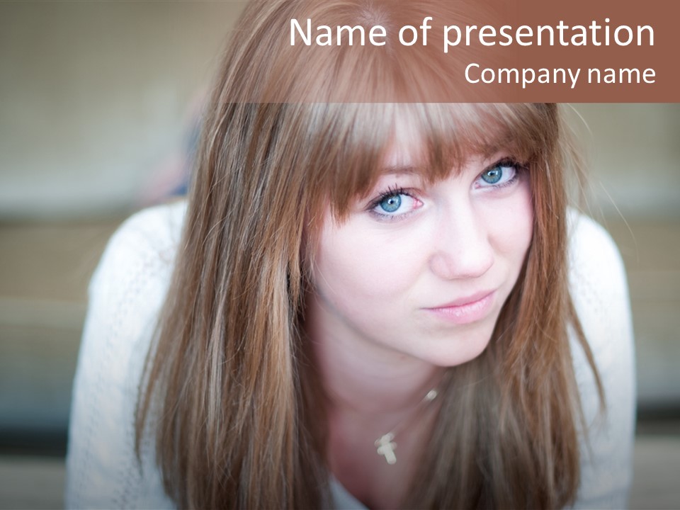 Brunette Pubescent Child PowerPoint Template