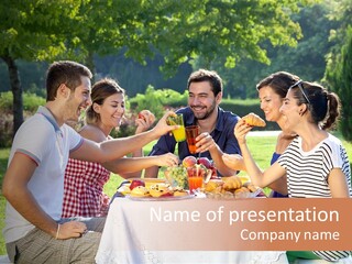 Caucasian Food Extended Family PowerPoint Template