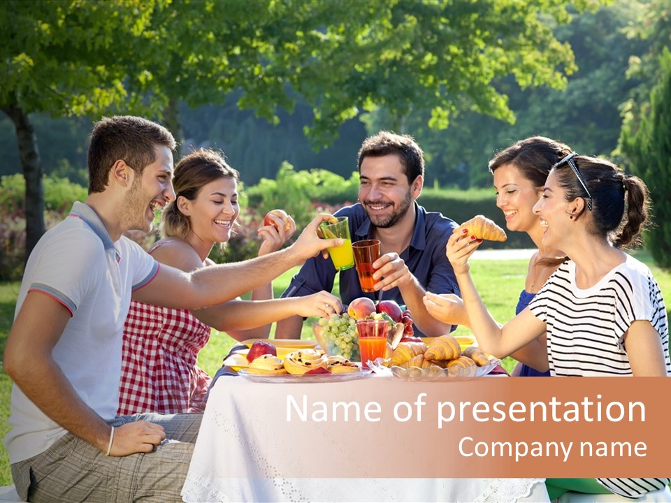 Caucasian Food Extended Family PowerPoint Template