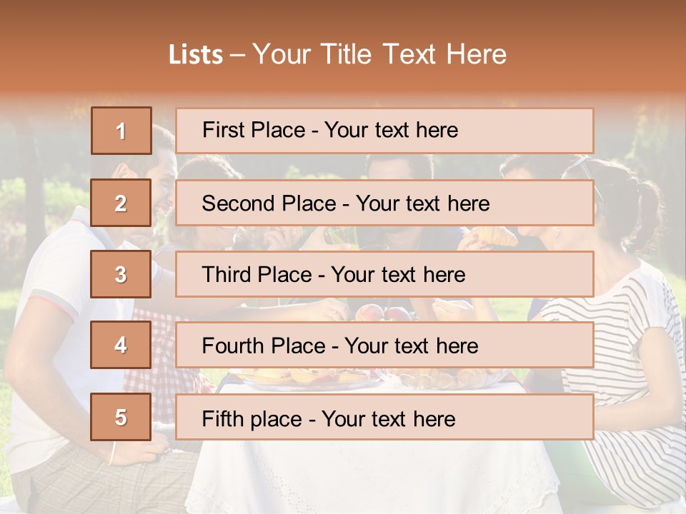 Caucasian Food Extended Family PowerPoint Template