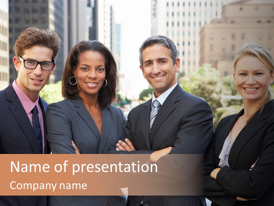 Smiling Team Office PowerPoint Template