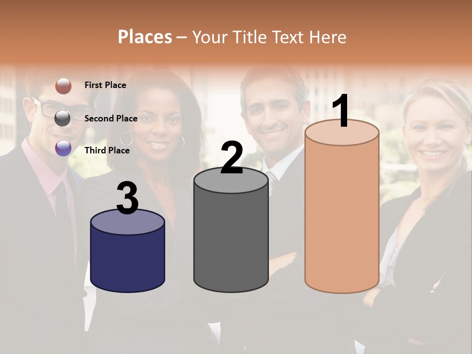 Smiling Team Office PowerPoint Template