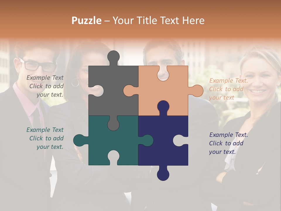 Smiling Team Office PowerPoint Template