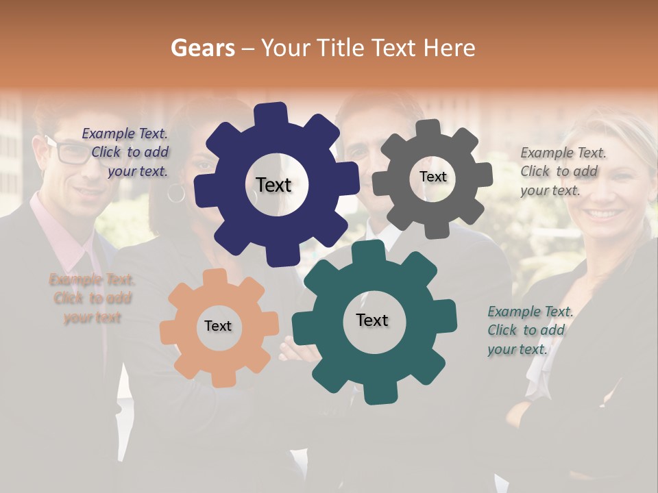 Smiling Team Office PowerPoint Template